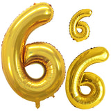 GOER Gold Foil Balloons Number 6,Huge Number Balloons for 6th 66th Birthday Party Supplies Anniversary Decorations (3 pcs,42 inc