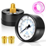 MEANLIN MEASURE 0-60Psi 2 DIAL FACE 1/8 NPT Well Pump Pressure Gauge, with 1/4 NPT and 3/8 NPT Hex Bushing, 3-2-3% Accuracy, Cen