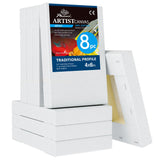 PHOENIX 4x6 Inch 8 Pack Artist Canvas - Small Stretched Canvases for Painting - 3/4 Inch Profile, 100% Cotton 11 Oz. Gesso Prime
