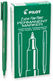Pilot Extra Fine Point Permanent Markers, Green Ink, 12Pack (44105)