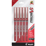 Pilot Precise V5 Rollerball Pens, Extra Fine Point 0.5 mm Red Pen, Pack of 5