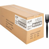 Genuine Joe Heavy Weight Plastic Fork, Black, 1000 Count
