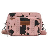 Wrangler Crossbody Bag for Women Western Cowgirl Crossbody Purses with Guitar Strap (Cow Print Pink) WG133-3003PK