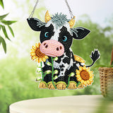 Diamond Art Painting Hanging Pendant DIY Cow 5D Special Shape Crystal Diamond Art Partial Mosaic Making Craft Wreath Ornaments,