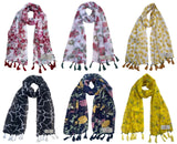 Fusfus WomenS Printed Chiffon Scarves And Stoles, Free Size(Multicolour, Fs1825) Pack Of 6 (Multicolor1)
