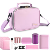 Gosstek PU Leather Smel Proof Bag with 10 PCS Accessories, Portble Organizers Locking Box Case and Great Gift for Women, Childpr