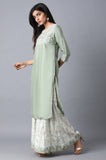 W For Woman Orange Floral Printed Regular Kurta With Dori Embroidery Coral Reef M