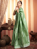Satrani Women'S Silk Blend Banarasi Jacquard Saree With Unstitched Blouse Piece (3882S196N_Pista Green3)