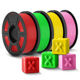 JAYO PLA+ Filament 1.75mm,3D Printer Filament PLA Plus Dimensional Accuracy +/- 0.02 mm, 1.1 Kg Per Spool, Red+Green+Yellow+Pink