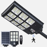 Solar Street Lights Outdoor, IP67 Waterproof Wall-Mounted LED Flood Light with Motion Sensor & Remote Control - Auto Dusk to Daw