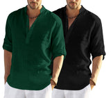 Bellstone Men'S Solid Regular Fit Dress Shirt (Kurta800_Combo_Dark Green_Black_Xl