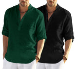 Bellstone Men'S Solid Regular Fit Dress Shirt (Kurta800_Combo_Dark Green_Black_M