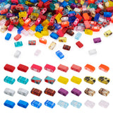 Pandahall 320Pcs Glass Tila 2-Hole Seed Beads - Half Tile, Rectangle, 16 Colors - Connector & Spacer Beads for Jewelry Making