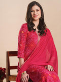 Anni Designer Women'S Rayon Blend Straight Bandhej Printed Kurta With Pant & Dupatta (Turae Rani-Vks02_L_Pink_Large),Pink,L,,,
