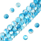 Filluck Natural Stone Beads 6mm Blue White Jade Polished Round Smooth Gemstone Beads for Jewelry Making Adults 15 Inch(Blue Whit