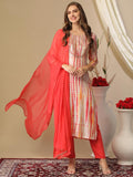 Anni Designer Women'S Rayon Blend Straight Printed Kurta With Pant & Dupatta (Tiedye Red_L_Red_Large),Red,L,,,