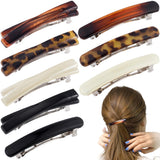 STSTR 8PCS French Barrette Hair Clips for Women, 2 Styles Small Tortoise Shell Hair Clip, Curved Glossy Thin Hair Flat Hair Acce