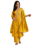 Libas Women'S Silk Blend Kurta Sets (99196_Mustard_L)