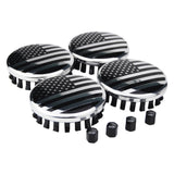 (Set of 4) for Chevrolet 3 1/4 inches=83mm Black American USA Flag Wheel Center Caps Covers HubCap fit Most 18&20&22 Rims for Su