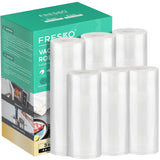 FRESKO Vacuum Sealer Bags Food Rolls 6 Packs 8inch x 20' & 11inch x 20'