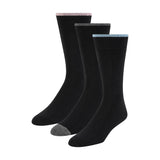 Ted Baker MenS 3 Pack Pattern Crew Dress Socks, Black Solid, One Size