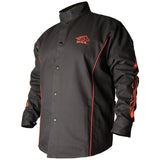 BSX FlameResistant Welding Jacket Black with Red Flames, Size 2XLarge