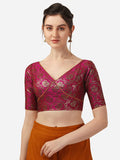 Oomph! Women'S Art Silk Short Sleeve Regular Blouse (Rbbl292_Magenta Pink M)