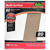 Gator 9 x 11 Multi-Surface Sanding Sheets, 80 Grit, 25 Pack