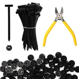 100pcs Nylon Universal Cable Tie Buckles, Nylon Multipurpose Self-Locking Zip Clips Tie Strap Holders with Pliers Suitable for C