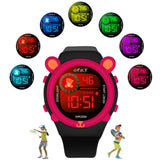 Spiky Digital Sports Watch For Kids (Red) | Bear Shape Design | Multifunctional With 7 Led Luminous Lights | Water-Resistant | B