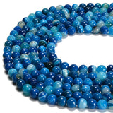 jodaying 6mm Blue Stripe Agate Smooth Round Natural Gematone Loose Beads for Jewelry Making DIY Findings 1 Strand 15