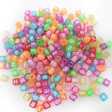 200+ Pieces 7x7mm Colorful White Cube Acrylic Alphabet Zodiac Charms Constellation Beads Mixed Plastic Shape Loose Beads forJewe