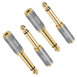 Togconn 1/4 Inch to 1/8 Inch Adapter 4 Pack, 6.35mm Quarter Inch TS Mono Male to 3.5mm Female Jack Plug Gold-Plated Pure Copper