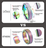 DURSI Spinner Ring for Women Mood Ring for Kid Fashion Stainless Steel Fidget Ring for Anxiety Sand Blast Finish (Chameleon 6mm,