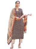 Gosriki Women'S Cotton Blend Straight Printed Kurta With Pant & Dupatta (Nayantara Black-Nrw-Gs_S_Black_Small),Black,,B0CCL1XWK3