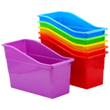 4E's Novelty 6 Durable Book and Binder Holder, Files Book Bins for Classroom, Plastic Vertical Storage Book Organizer Folder Off