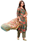 Anni Designer Women'S Cotton Blend Straight Printed Kurta With Pant & Dupatta (Fta Green_4Xl_Green_Xxxx-Large),Green,4XL