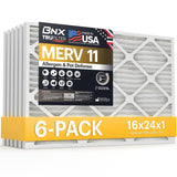 BNX TruFilter 16x24x1 Air Filter MERV 11 (6-Pack) - MADE IN USA - Allergen Defense Electrostatic Pleated Air Conditioner HVAC AC