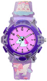 Papio Children Purple Color Analog 7 Color Led Light Silicone Strap Cute Cartoon Character Kids Watch For Girls And Boys (Kd-137