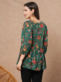 Gosriki Women'S Tunics Tops Rayon Viscose Printed Short Top For Women (Silvi Green-Vks01-Gs_M_Green_Medium),Green,,B0DVQ5981C