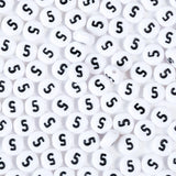 Yiizzxin 200pcs Round White Number 5 Beads for Bracelets,Acrylic Single Digit Bead,4x7mm Flat Number Beads for Jewelry Making(Ro