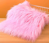 Faux Fur Fabric Square Patches for Crafts, Sewing, Costumes, Seat Pads (Pink, 20 x 20 Inch)