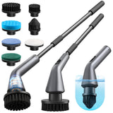 VICNOVA Electric Spin Scrubber, IPX7 Waterproof 2Speed, Extendable Long Handle Cordless Cleaning Brush with 7 Replacement Brush