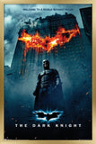 Trends International DC Comics Movie - The Dark Knight - Batman Logo on Fire One Sheet Wall Poster, 14.725 x 22.375, Gold Framed