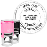 MaxMark Round Notary Stamp for State of Florida- Self Inking Stamp - Top Brand Unit with Bottom Locking Cover for Longer Lasting