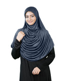Mehar Polyester Female Hijab Soft Stretchable Frilled Scarf For Muslim Women | Stylish Hijab For Teenagers Faeezah Grey Xl