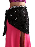 The Dance Bible Faux Fur Sequin Triangular Hip Scarf Belt | Belly Costume Skirt Accessory For Women Black