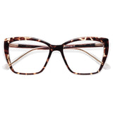 AMOMOMA Trendy TR90 Oversized Blue Light Reading Glasses Women,Stylish Square Cat Eye Glasses AM6031C4 with Tortoise Frame 1.0 x