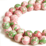100pcs 8mm Green Red Rain Flower Beads Natural Gemstone Beads Round Loose Beads for Crafting and Jewelry Making