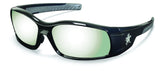 MCR Safety Glasses SR117 Swagger Brash Look Polycarbonate Dual Lens with Polished Black Frame and Silver Mirror Lens